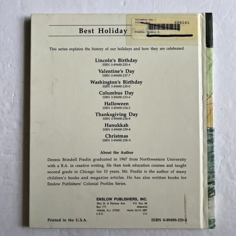 Columbus Day Hardcover Book Historical Dennis Brindell Fradin Library Binding